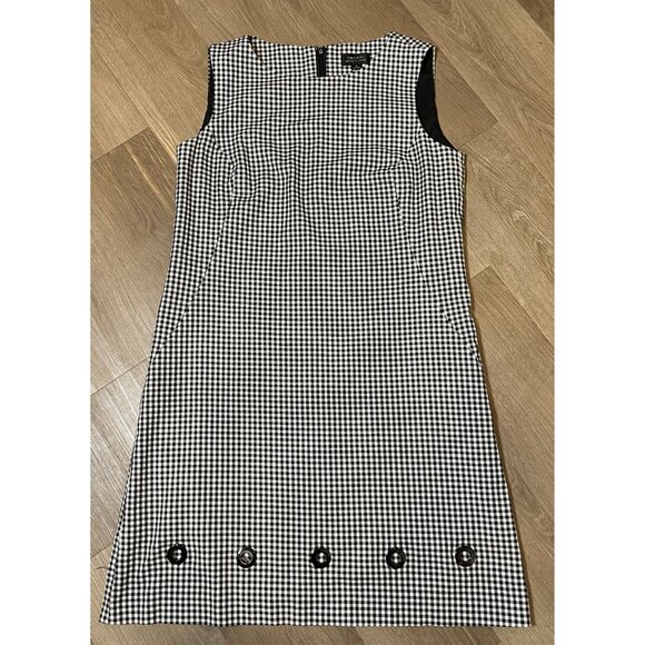 Tahari Black & White Gingham Sleeveless Dress w/Decoration at Hem Sz 6 * Classic - Picture 4 of 10
